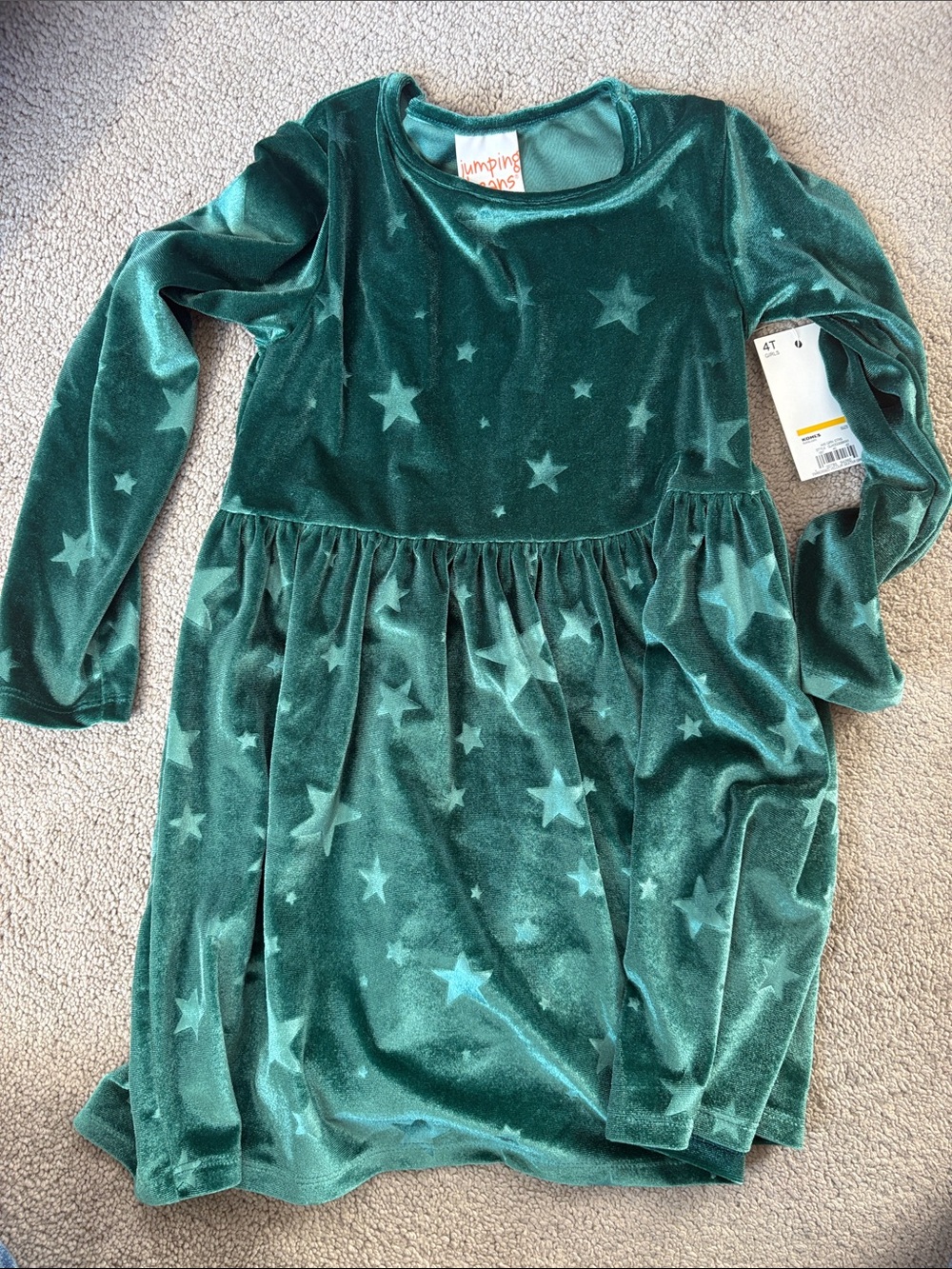 jumping beans Green Velvet Star Dress
